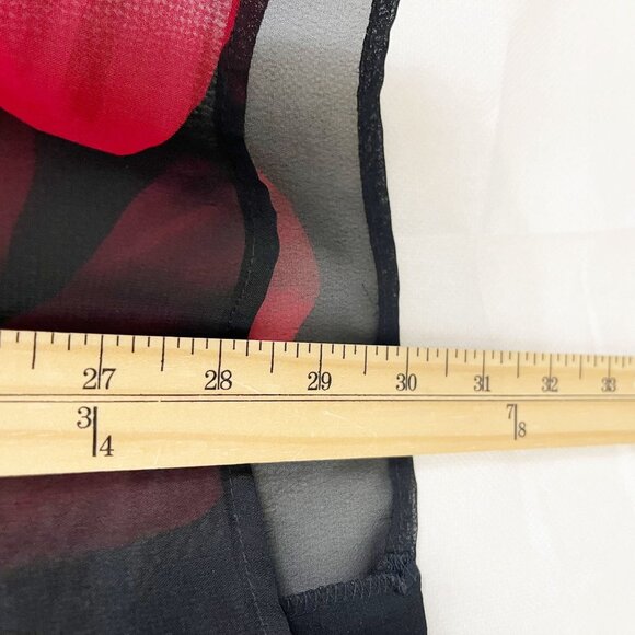 Vintage Michele Michelle Black & Red Floral Sheer Blouse Y2K 90s - Size 12 - Picture 5 of 5